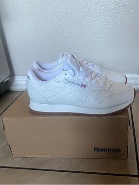 Reebok White Leather Sneakers with Gum Outsole